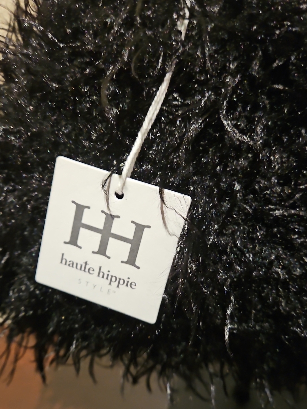 Haute Hippie - Black Faux Fur Clutch Purse With Gold Chain - Picture 2 of 5